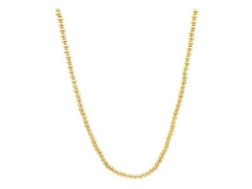 18K Yellow Gold Beaded Chain Necklace – 16.5 Inch Adjustable to 18 Inch – Elegant and Versatile Design